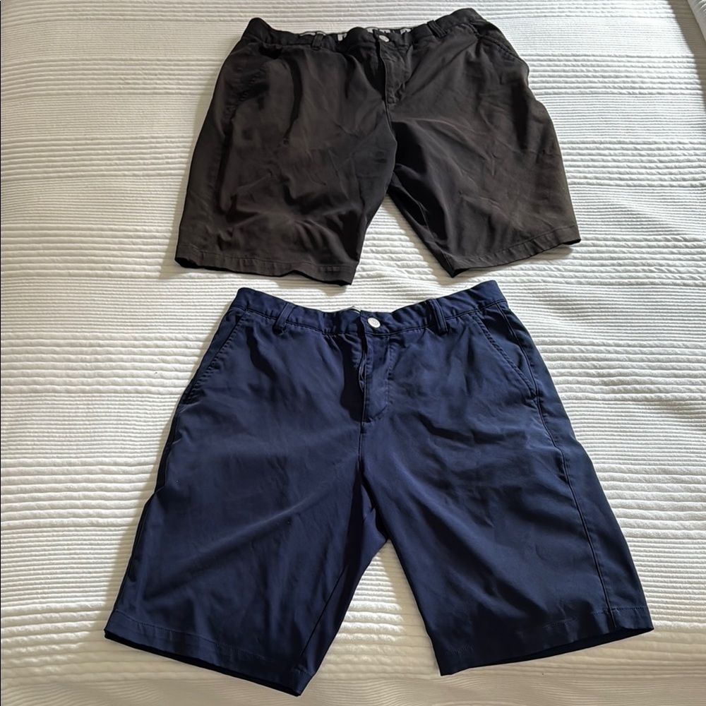 Puma Men's Golf Black and Navy Flat Front Shorts - 2 Pairs of Shorts
